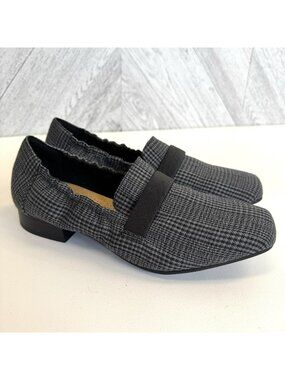 Clarks Tilmont Eve Micro Houndstooth Gray Black Flats Shoes Loafers Womens 10 W